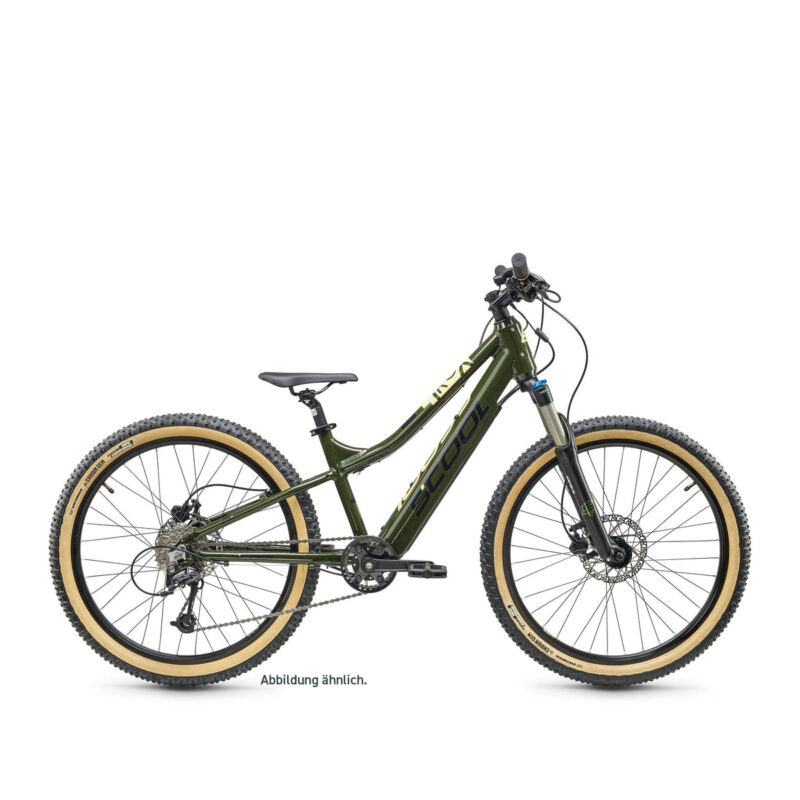 S'COOL Junior Bikes E-Kinderfahrrad | e-troX race 26 Zoll 9-Gang Olive/Beige