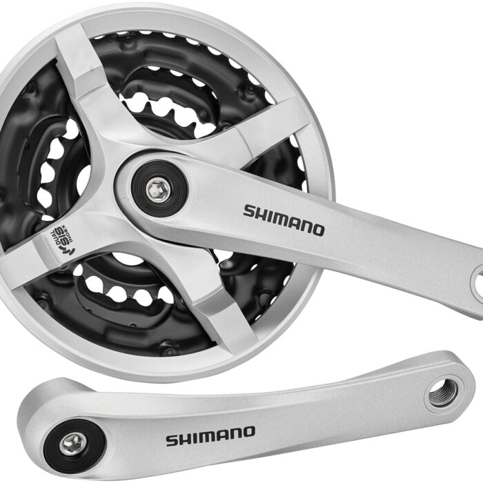 Shimano FC-TY501 Kurbelgarnitur 6/7/8-fach 42-34-24 Zähne mit Kettenschutzring silber